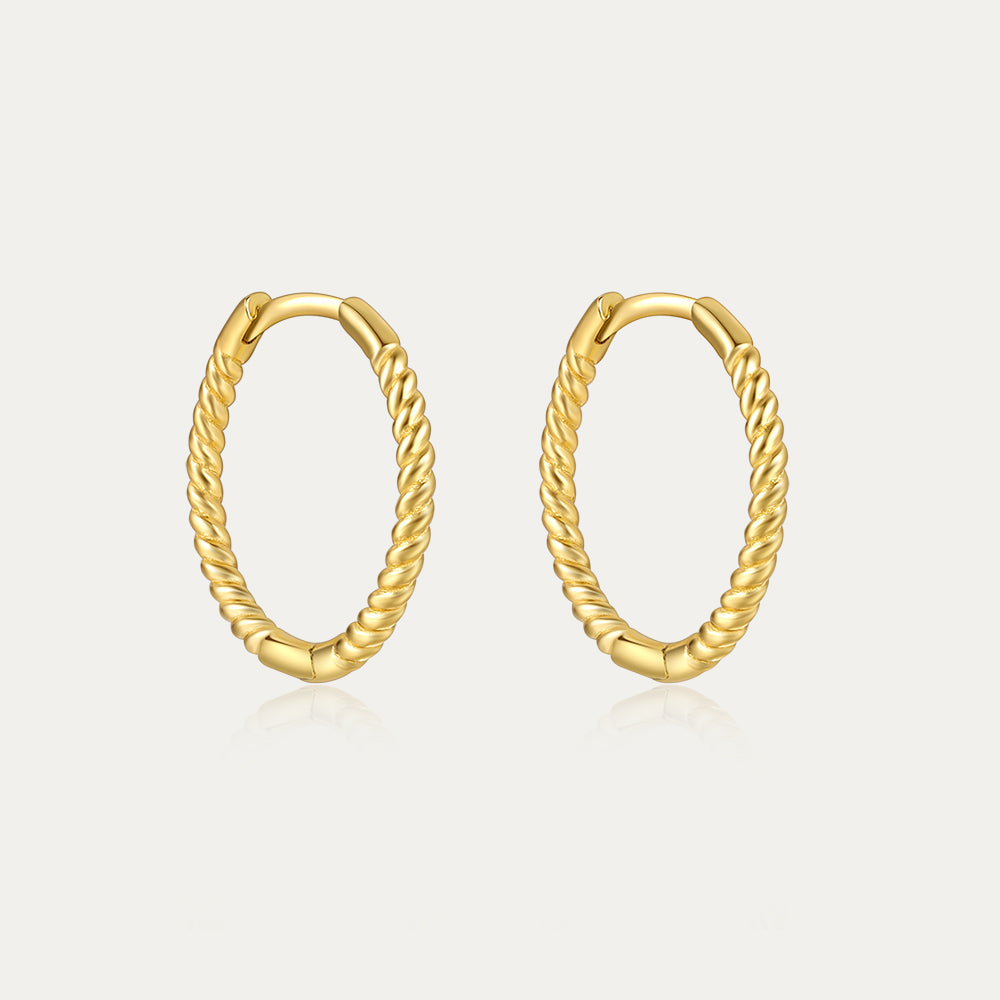 Horae Sterling Silver Hoop Twist Gold-Plated Earrings