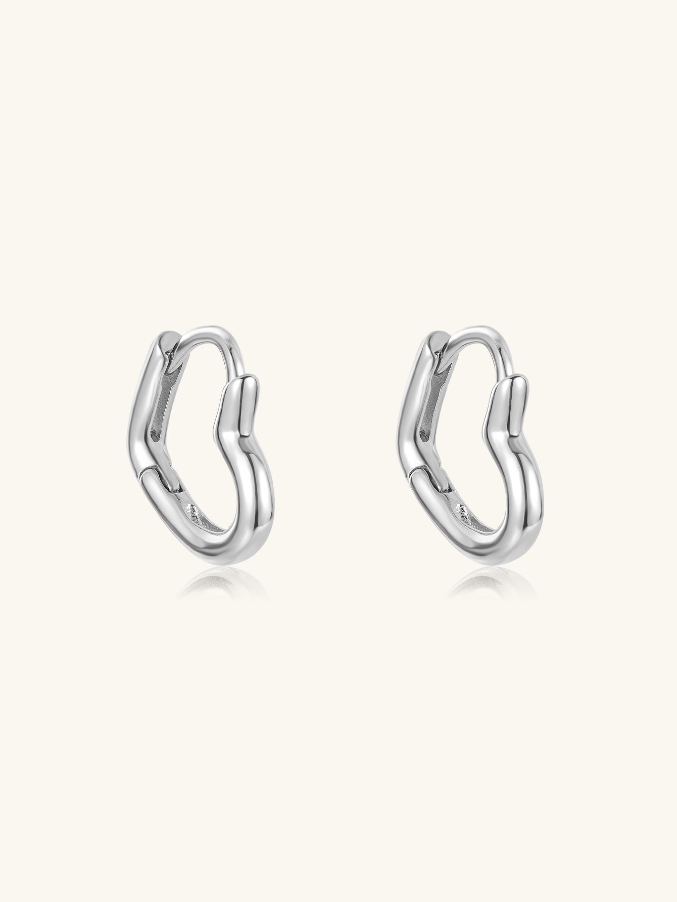 Horae 925 Sterling Silver Heart-Shaped Gold-Plated Simple Earrings