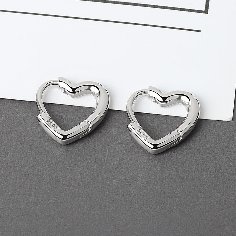 Horae 925 Sterling Silver Heart-Shaped Gold-Plated Simple Earrings